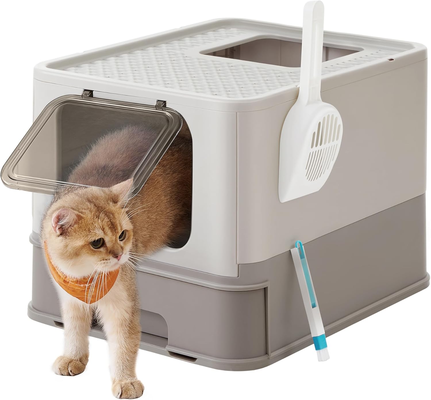 FEANDREA Arenero Cubierto para Gatos con Bandeja Extraíble 54,3x42,5x37,8 cm