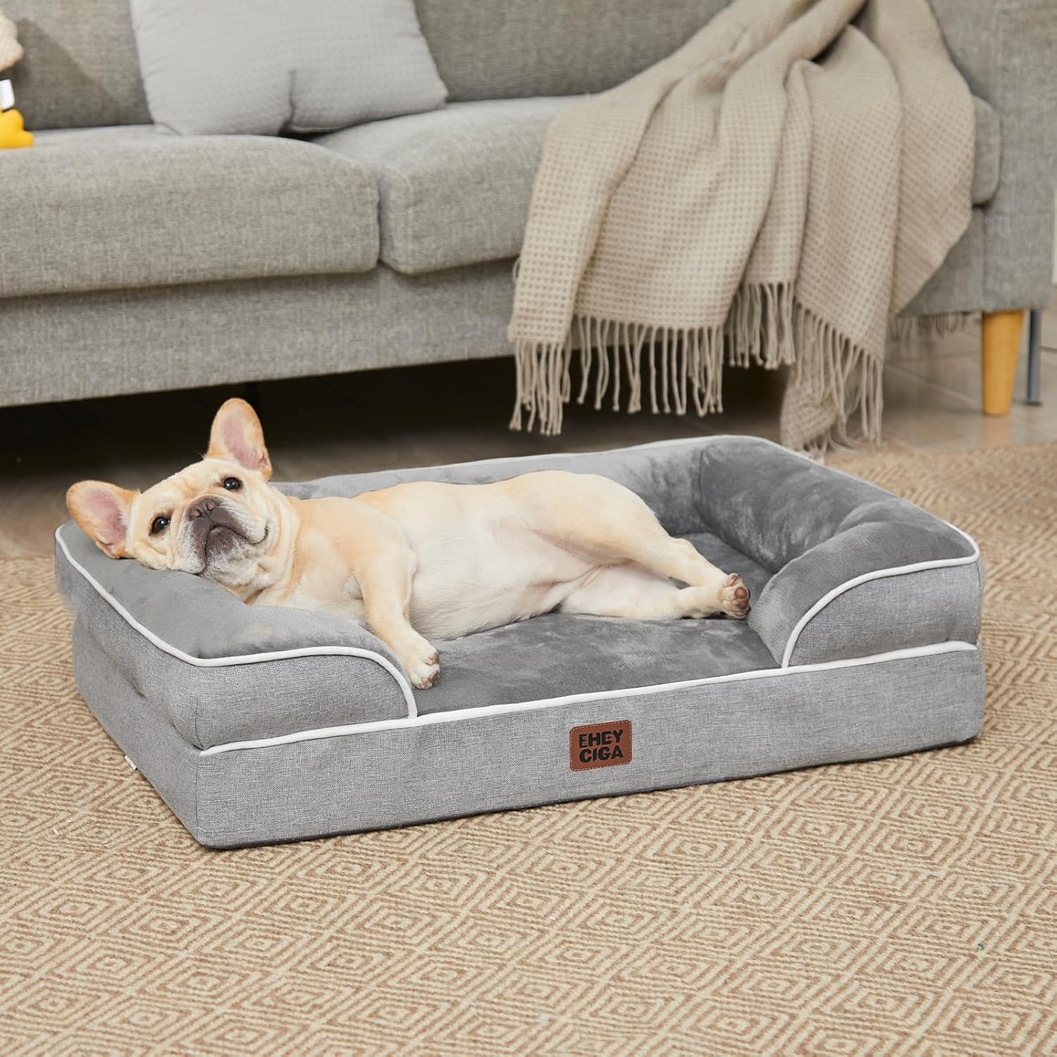 EHEYCIGA Cama Ortopédica Sofá para Perro Extra Grande 112x81x16 cm